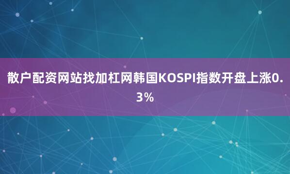 散户配资网站找加杠网韩国KOSPI指数开盘上涨0.3%